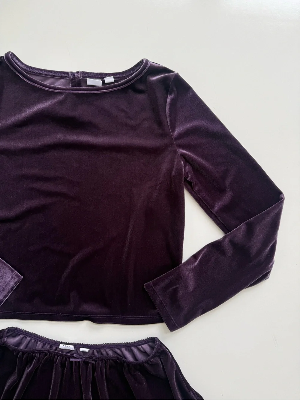 Gap Velvet Skirt and Long Sleeved Top Set - Plum Purple Size XXL 14-16